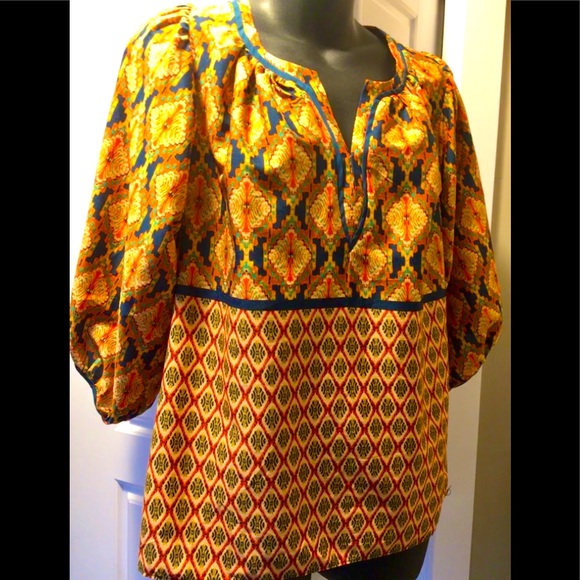 🌾 Vibrant peasant blouse 3/4 sleeve - Picture 5 of 6